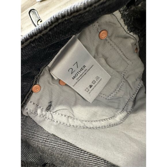 NWT MOTHER Half Pipe Flood High-Rise Tapered Jeans Washed Black Sz 27 $268 - Picture 8 of 9